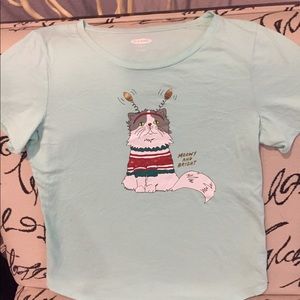 Christmas fun cat T-shirt for juniors